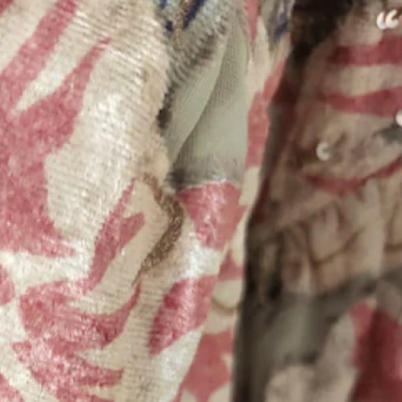 Free People Elsa Crushed Velvet Floral Sequin-Embellished L Tie-Front Green Pink - Picture 5 of 9